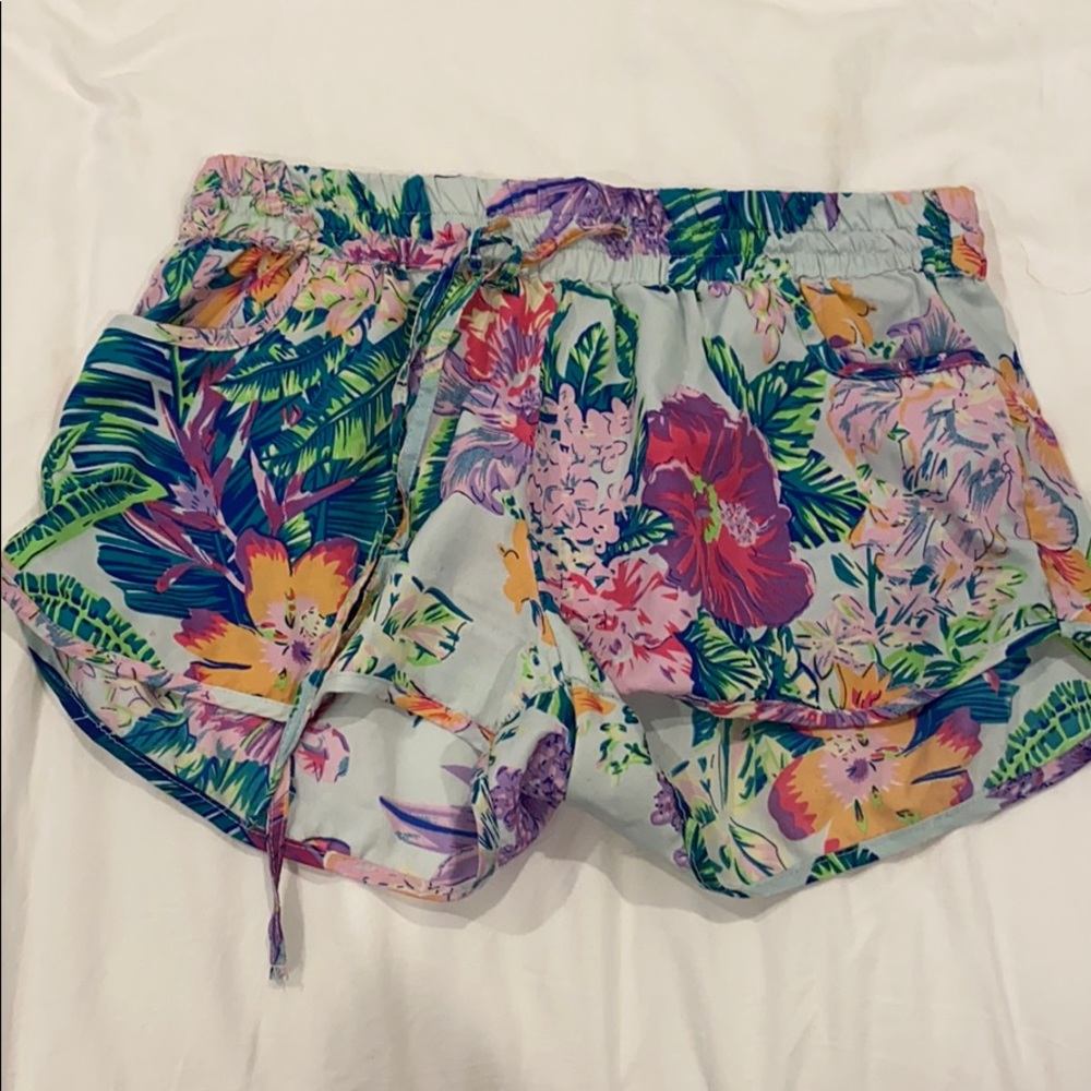 Tropical floral shorts elastic waist size XL
